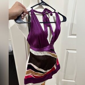 Vintage Bebe Purple Halter Blouse